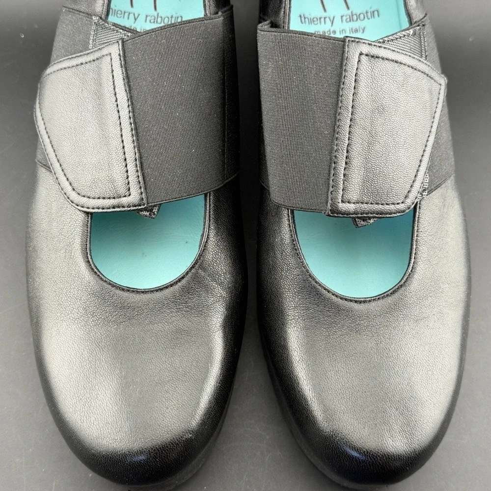 Thierry Rabotin-Black Leather Platform Wedge Shoes, Made in Italy, Womens 6.5/37